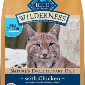 Blue Buffalo Wilderness High-Protein, Grain-Free Natural Dry Food for Adult Cats, Weight Control, Chicken, 11-lb Bag