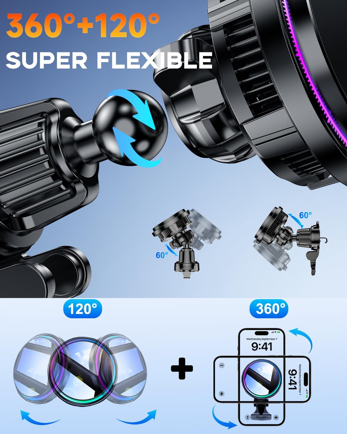 for MagSafe Car Mount Charger, TEC & Fan Dual Cooling Magnetic Wireless Car Charger, Strong Magnet 15W Fast Charging Air Vent Car Phone Holder Bracket for Your Car for iPhone 17 16 15 14 13 & Android - Image 9