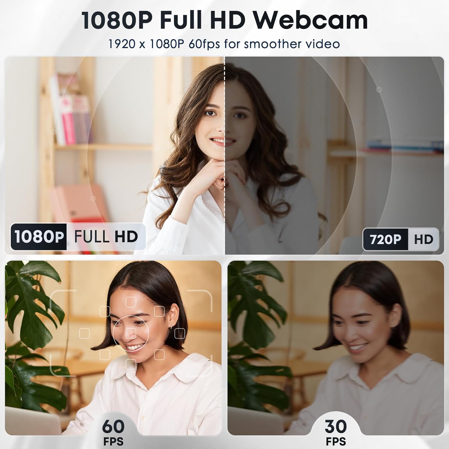 1080P HD Webcam with Microphone, Noise Cancellation, Privacy Cover, Wide-Angle Lens, Auto Light Correction, Plug & Play USB Webcam for Laptop, Desktop, PC, Mac, Zoom, Skype, Streaming (Black) - Image 2