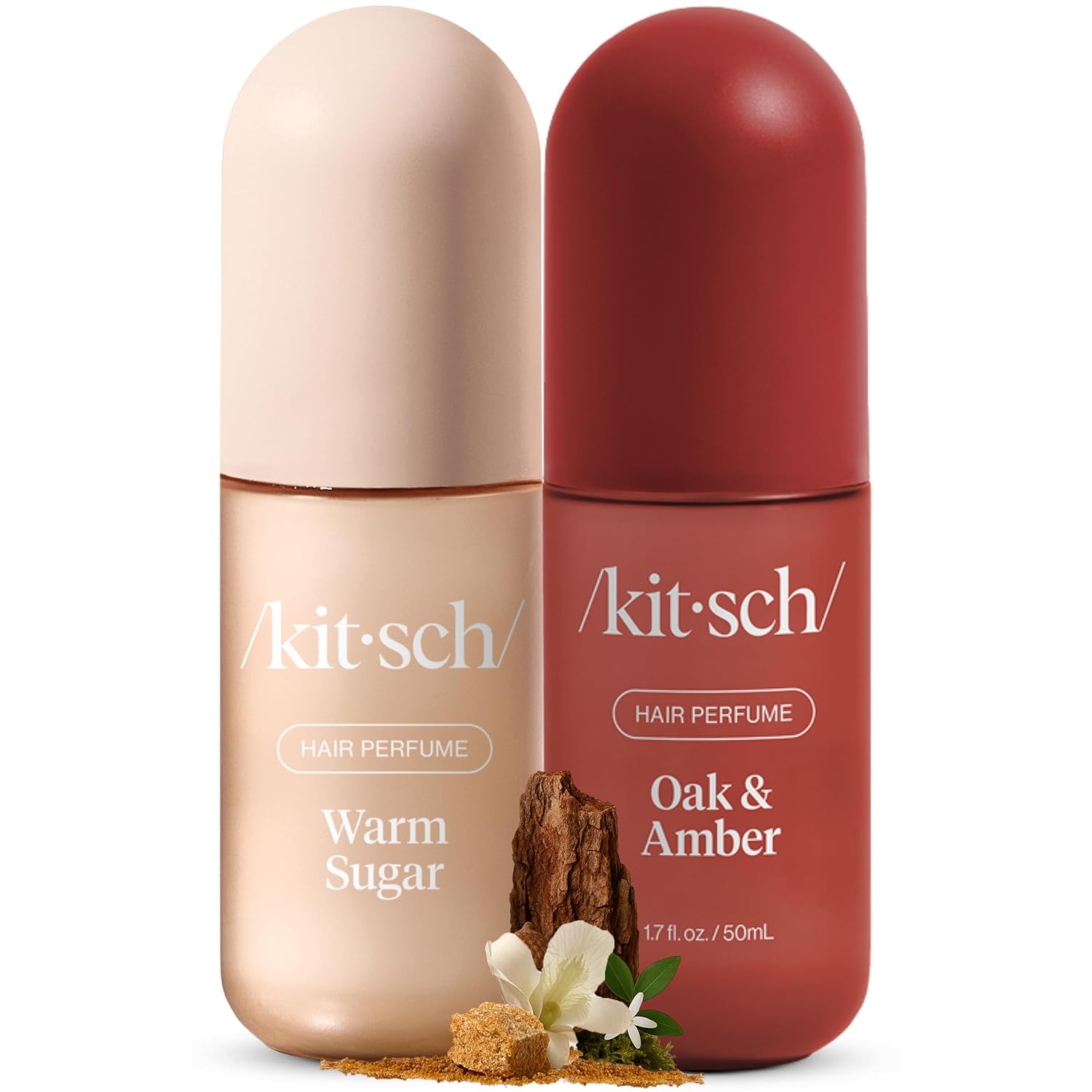 Kitsch Hair Perfume for Women- Warm Sugar and Oak & Amber | Clean, Deodorizing & Patented Odor-Eliminating Technology Hair Spray & Body Mist- Freshen Hair, Pillows | Ideal Gifts for Women - 50mL, 2pcs