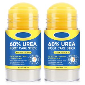 60% Urea Foot Cream Stick with 2% Salicylic Acid, Extra-Strength Cracked Heel Repair for Dry Feet & Calluses, Moisturizing Urea Cream Stick for Dead Skin Removal, Heel Balm for Rough Skin(2pcs)