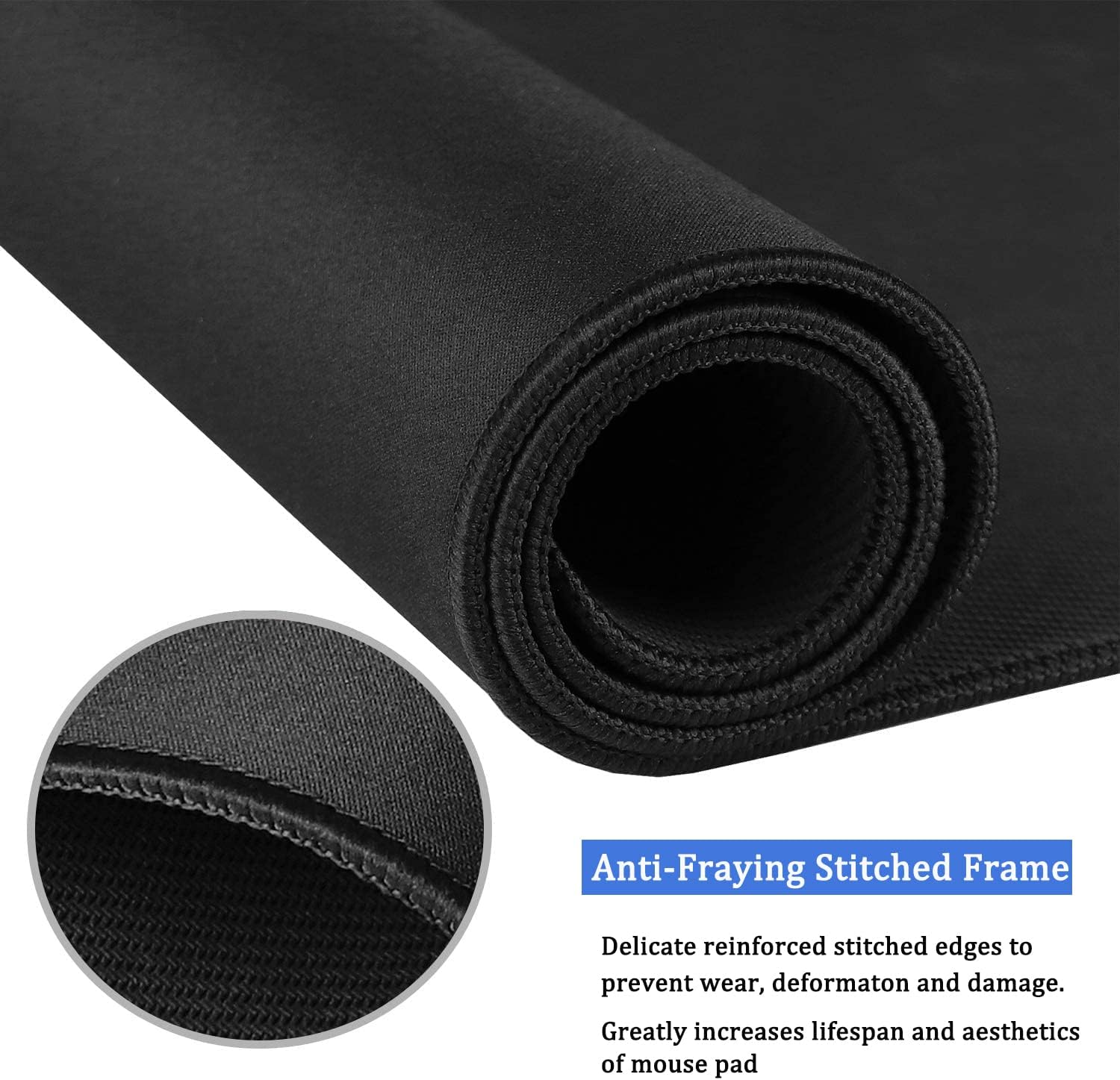 Mouse Pad, Large Gaming Mouse Pad with Double Stitched Edges, 14.9 x 11.7 inches Premium-Textured & Waterproof Mousepad, Nonslip Natural Rubber Base Mouse pad for Laptop,Computer, Office, Black - Image 5