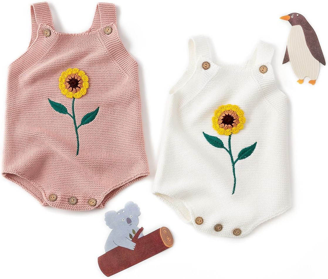 Simplee kids Baby Girls Sunflower Knit Rompers Knit Clothes for Newborn Baby Girls - Image 6