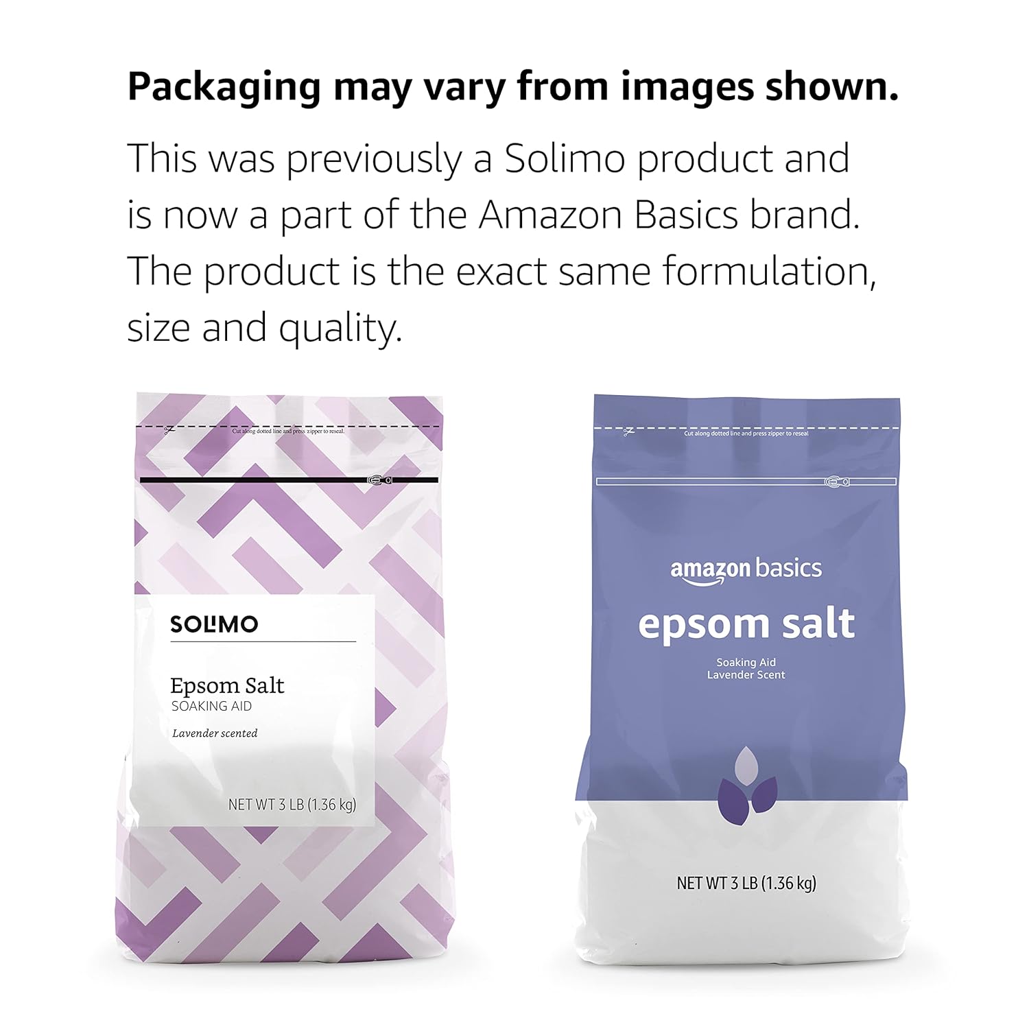 Amazon Basics Epsom Salt Soaking Aid, Lavender Scented, Relax & Relief, Resealable, 3 Pound, 1-Pack (Previously Solimo) - Image 2