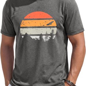 Runcati Mens Short Sleeve T-Shirts Casual Graphic Printed Tee Tops Crewneck Summer Beach Hawaiian Vintage Shirt