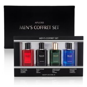 AFLUXE Men’s Perfume Travel Set 4PCS (25ml Each), Fresh Spicy Woody Cologne Collection, Modern Masculine Fragrance Gift Set