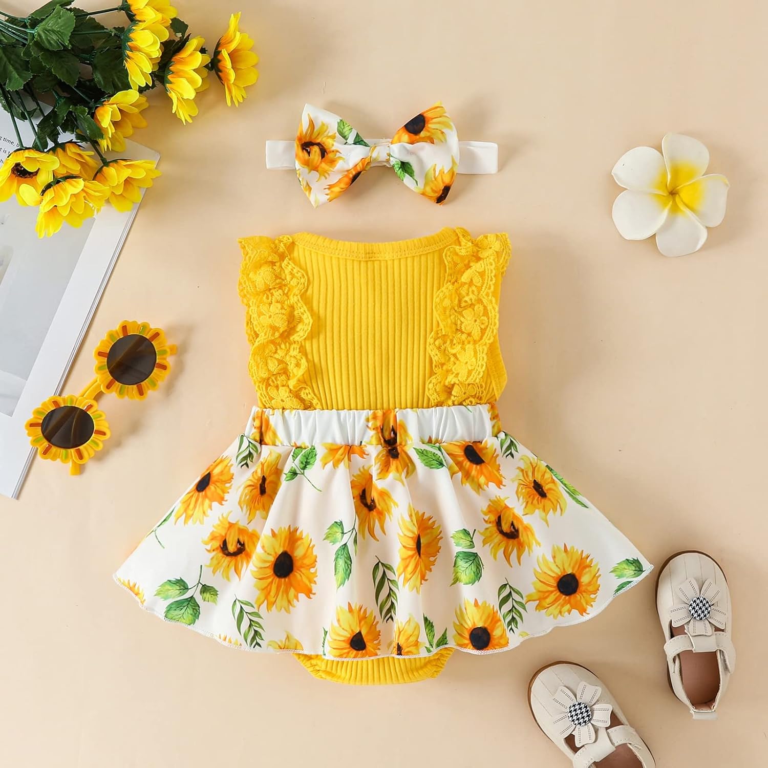 Baby Girl Clothes Newborn Romper Dress Infant Lace Ruffle Sleeveless Summer Outfits with Headband 0-12 Months - Image 4