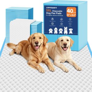 URPOWER Extra Large Dog Pee Pads 55″x29.5″ 40 Count, 5XL Super Absorbent Puppy Pads Disposable Potty Training Pads for Dogs & Cats, Leak-Proof Wee Wee Pads, Pet Pee Pads for Car, Crate, Sofa