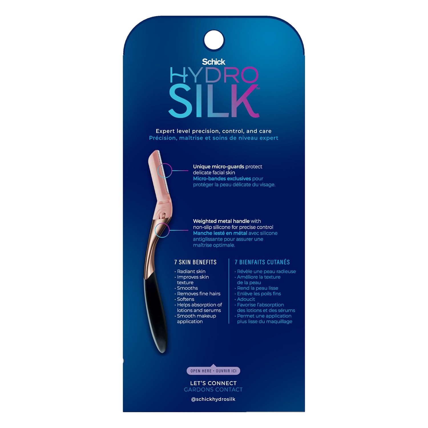 Schick Hydro Silk Dermaplaning Wand, Dermaplaning Tool for Face | Dermaplane Razor for Women Face, Eyebrow Razor, Peach Fuzz Remover, Includes 1 Weighted Metal Handle with 3 Refill Blades - Image 10