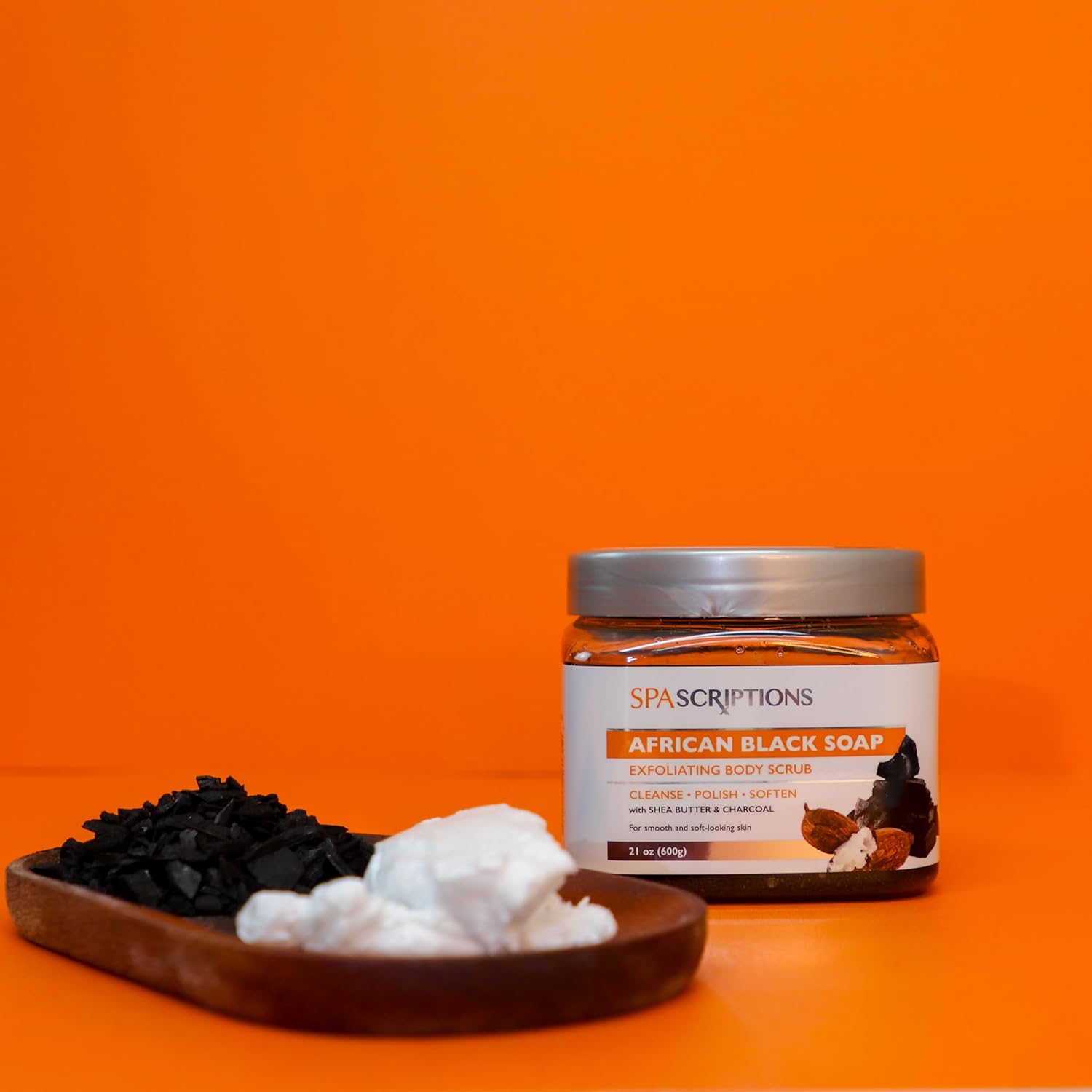 SpaScriptions African Black Soap Sugar Scrub - Detoxifying Body Scrub Exfoliator with Shea Butter & Charcoal, Ideal for Oily or Congested Skin, Supports Deep Pore Cleansing & Clarifying Skin, 21 oz - Image 3