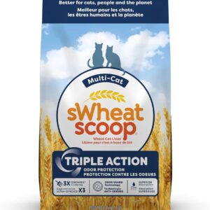 sWheat Scoop Triple Action Natural Wheat Cat Litter Odor Guard Technology, 3X Stronger Clumping, Super Absorbtion, 99.5% Dust Free Performance, 14 Pounds