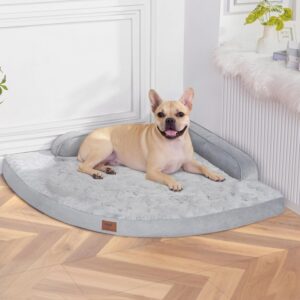 Dog Bed Medium Sized Dogs – Orthopedic Egg-Crate Memory Foam with Removable Washable Cover, Waterproof Pet Bed Couch with Non-Slip Bottom for Large Dog, Grey