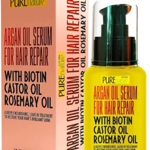 Moroccan Argan Oil Hair Serum – Rescue Frizzy and Damaged Locks – With Heat Protectant and Straightening Properties – Hydrating Anti Frizz Products For Curly and Straight Hair with Split Ends