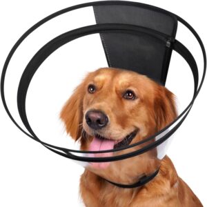 Dog Cone, Transparent Recovery Collar for Large Medium Small Dogs, E Collar After Surgery to Stop Licking, Depth Adjustable Soft Cone Not Block Vision Patented