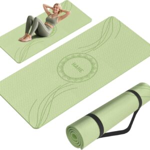 Large Yoga Mat Thick, 76″x32″x0.31″Wide POE Exercise Mat with Non-Slip Surface & Carry Strap, Anti-Tear Workout Mat for Yoga, Pilates, Fitness