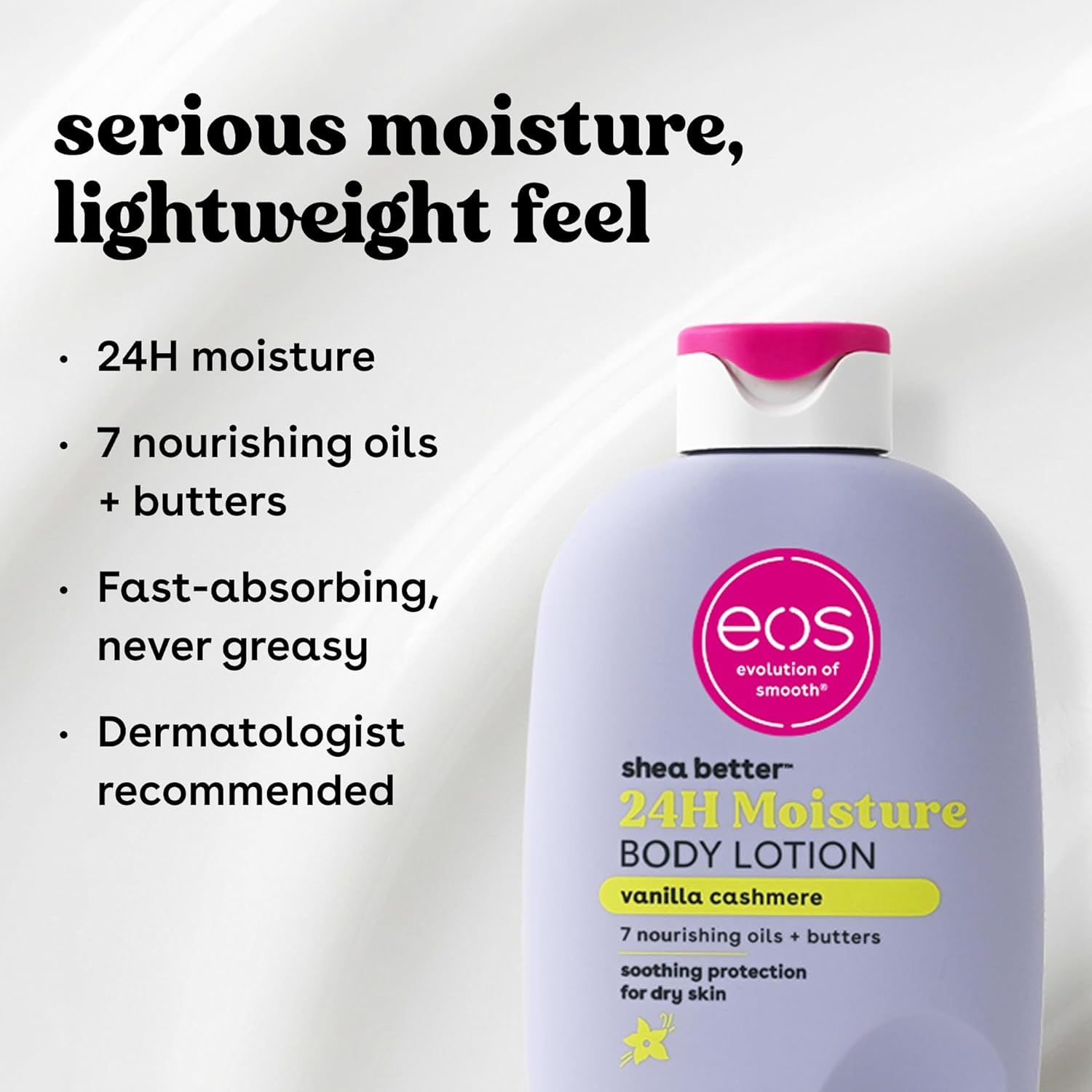 eos Shea Better Body Lotion Vanilla Cashmere, 24-Hour Moisture Skin Care, Lightweight & Non-Greasy, Natural Shea, Vegan, Vanilla Body Lotion, 16 fl oz - Image 6