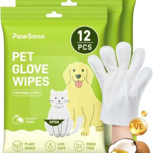 36PCS Hypoallergenic Pet Glove Wipes for Dogs, Cats & Small Animals | No-Rinse Deodorizing Dog Wipes for Paws, Butt, Eyes & Ears | Pet Wipes for Stain & Odor Cleanup Between Baths & Travel