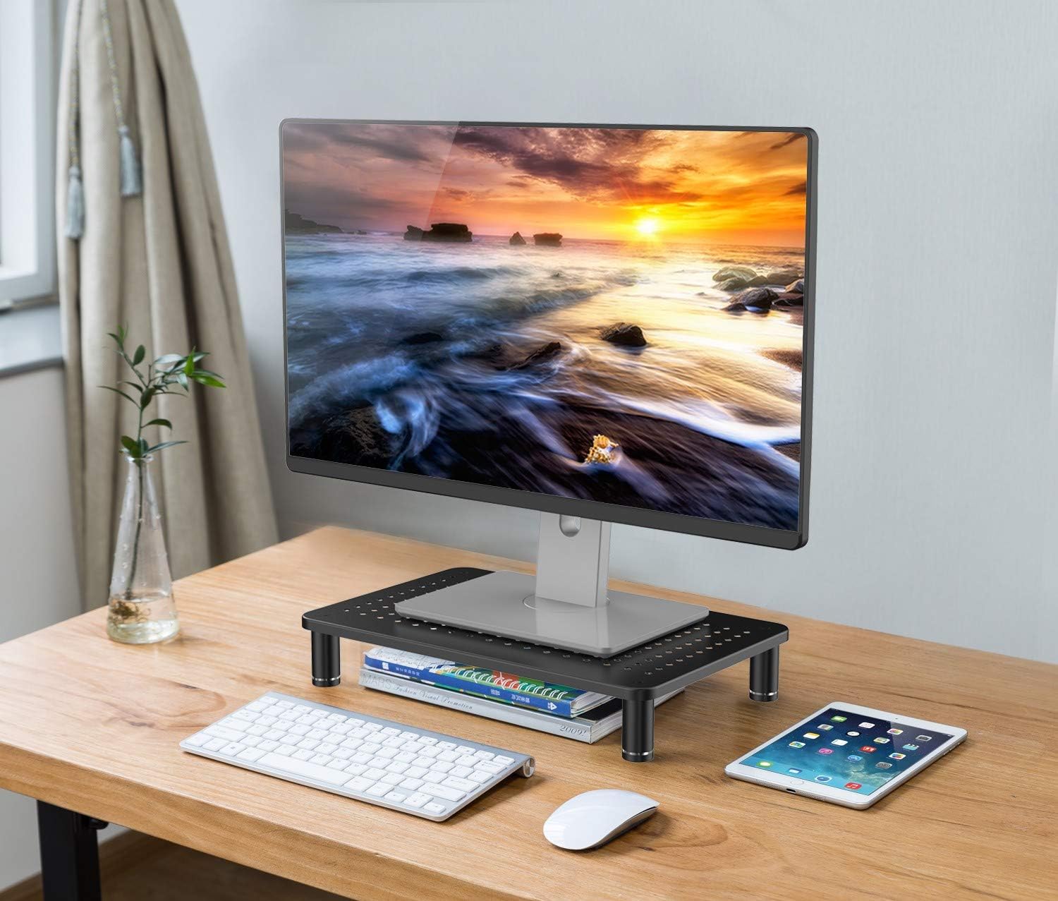Husky Mounts Monitor Riser Laptop Stand, Adjustable Legs, Stackable, 14.5" x 9.25" x 3.25" Max Height, Matte Black Steel, 1 Stand - Image 2