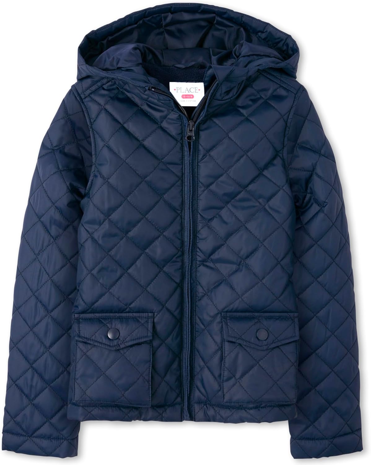 The Children's Place Girls' Zip Up Quilted Hooded Jacket