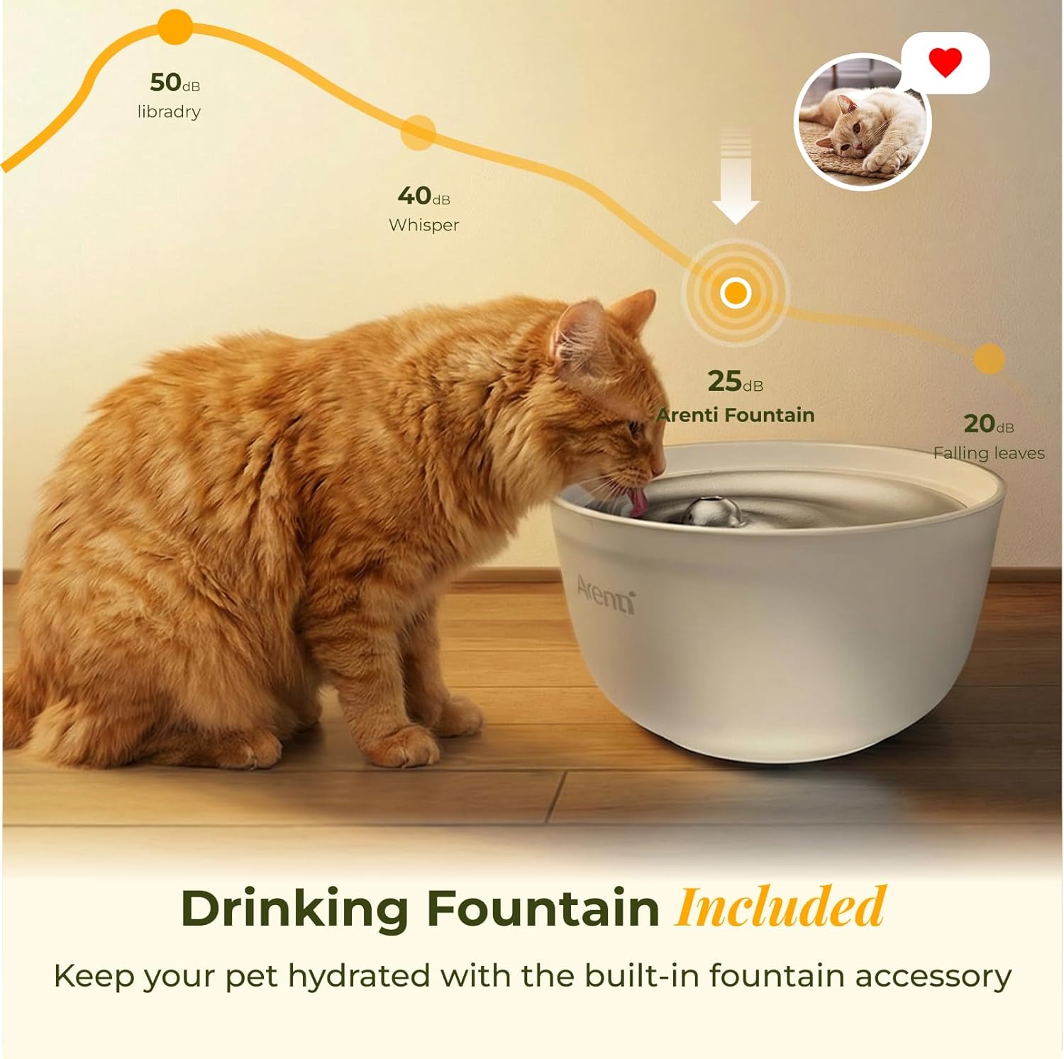 ARENTI Automatic Cat Feeder and Water Dispenser with Camera, 2K Adjustable View & Invisible Privacy Mode, 4.5L Cat Food Dispenser Fountain Combo, 5G/2.4G WiFi, 2-Way Audio, AI Alerts, Battery Backup - Image 3