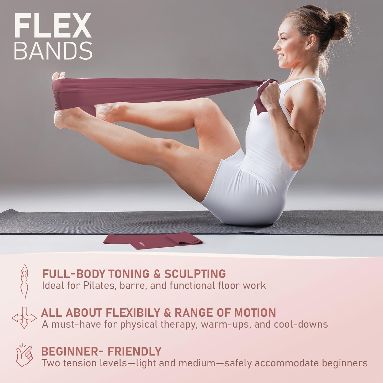 PhysKcal Pilates Kit, 15-Inch Pilates Ring with 1x Core Ball, 3X Resistant Loops and 2X Flex Bands, Home Pilates Equipment Set and Mat Pilates Essential Kit - Image 6
