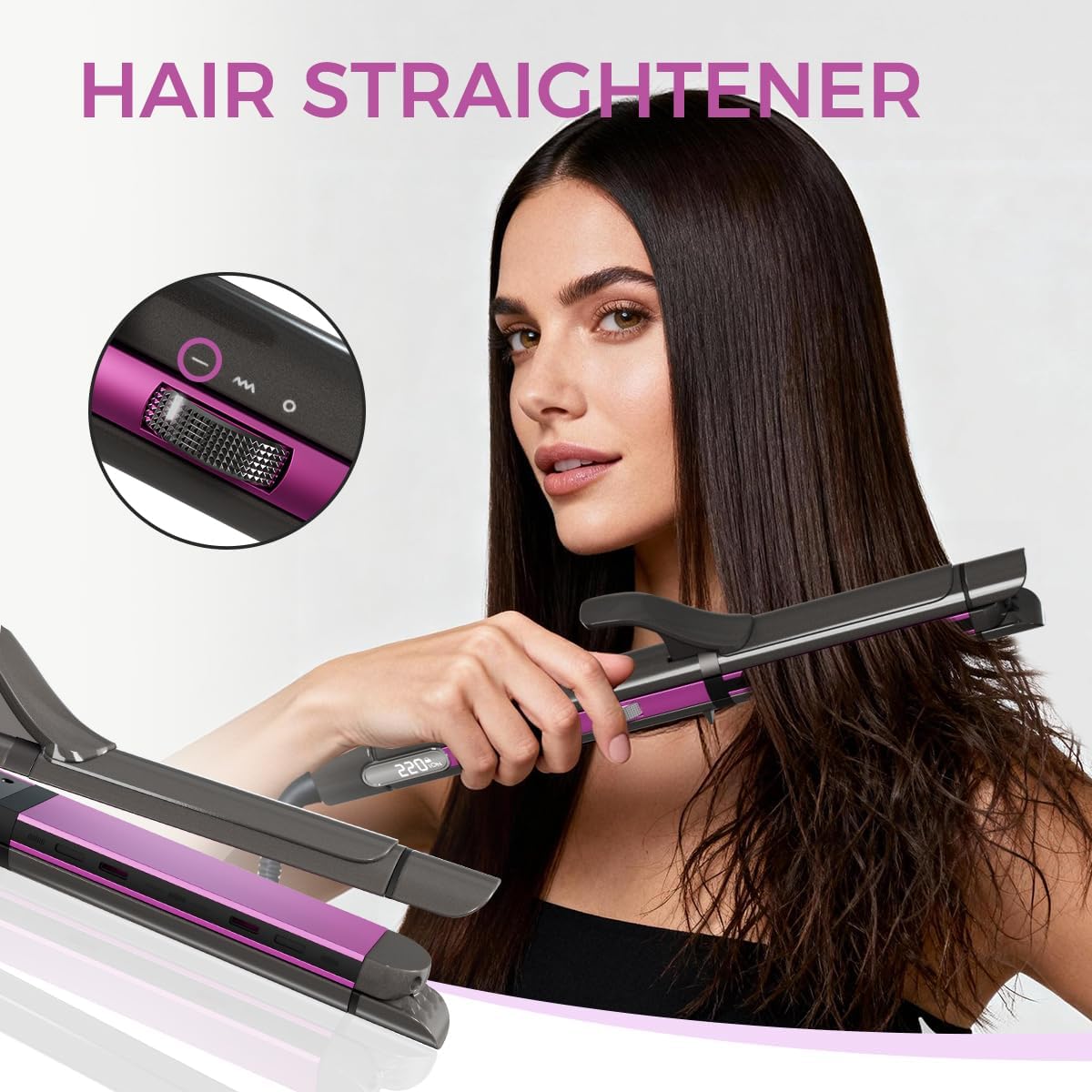 3 in 1 Hair Straightener, Curling Iron, Flat Iron & Hair Crimper Tool – Ceramic Plates, Dual Voltage,PRITECH Professional Hair Tool Fast Heating Hair Styling Tool for Women, Salon or Travel Use - Image 3