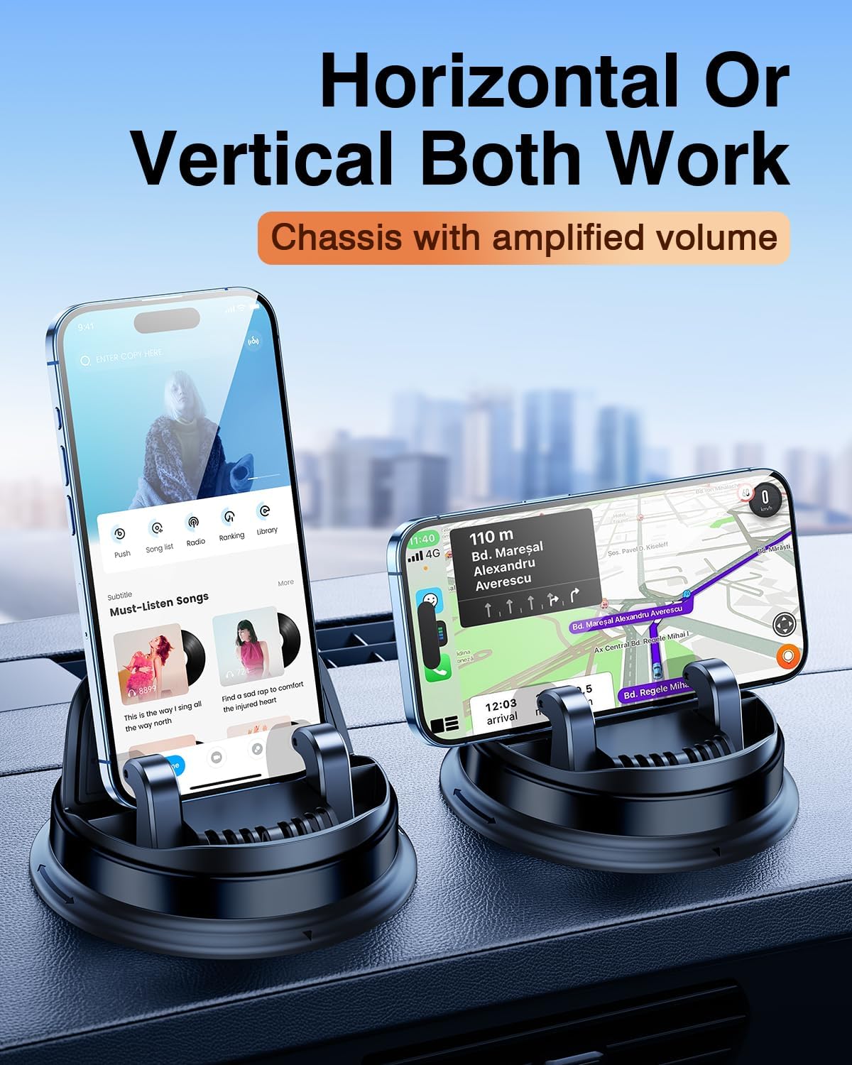 Dash Cell Phone Car Mount, Multifunctional Car Dashboard Mobile Phone Holder, 360 Rotatable Universal Dash Mounted Car Phone Stand Hands Free, Compatible with iPhone, Samsung, Google, Android - Image 6