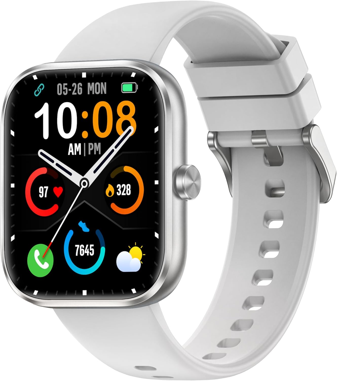 Smart Watch for Men Women with Bluetooth Calls, 1.83"HD Touchscreen Fitness Tracker, 110+Sport Modes, Heart Rate/Sleep Monitor/Pedometer, IP68 Waterproof, Activity Tracker for Android iOS, Gray Silver