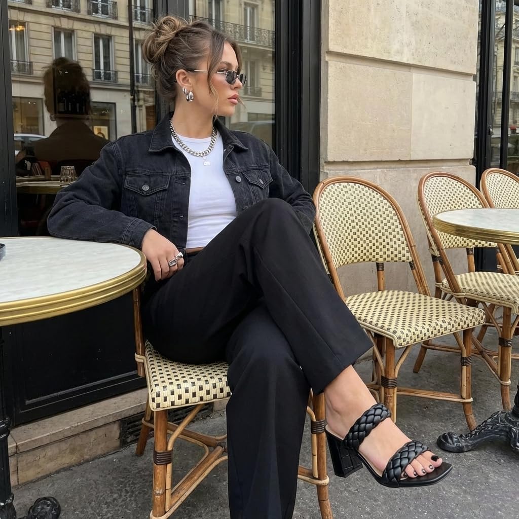 CUSHIONAIRE Irine Chunky Heels for Women, Braided Block Heel Sandals with Square Toe and Memory Foam - Image 2