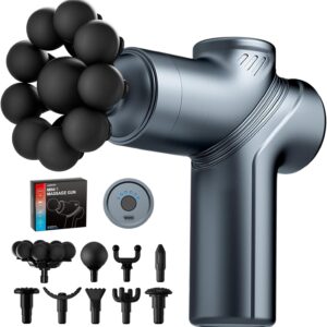 LEERCON Massage Gun Deep Tissue, Back Massager for Pain Relief, Silent Mini Muscle Massager with 9 Massages Heads Birthday Gifts for Men Women Dad Him (Blue)
