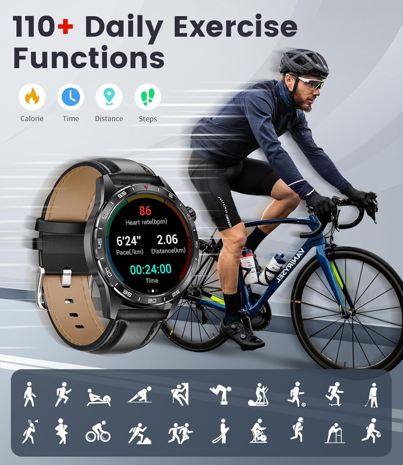 LIGE Smart Watches for Men(Answer/Make Calls), 1.43" HD AMOLED Fitness Tracker with 110+ Sport Modes, 24/7 Heart Rate Sleep Monitor Smartwatch, IP68 Waterproof Smart Watch for Android iOS - Image 4