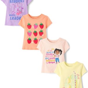 The Children’s Place Baby Girls’ and Toddler Unicorns,Butterflies,Trends Short Sleeve Graphic T-Shirts,4 Pack