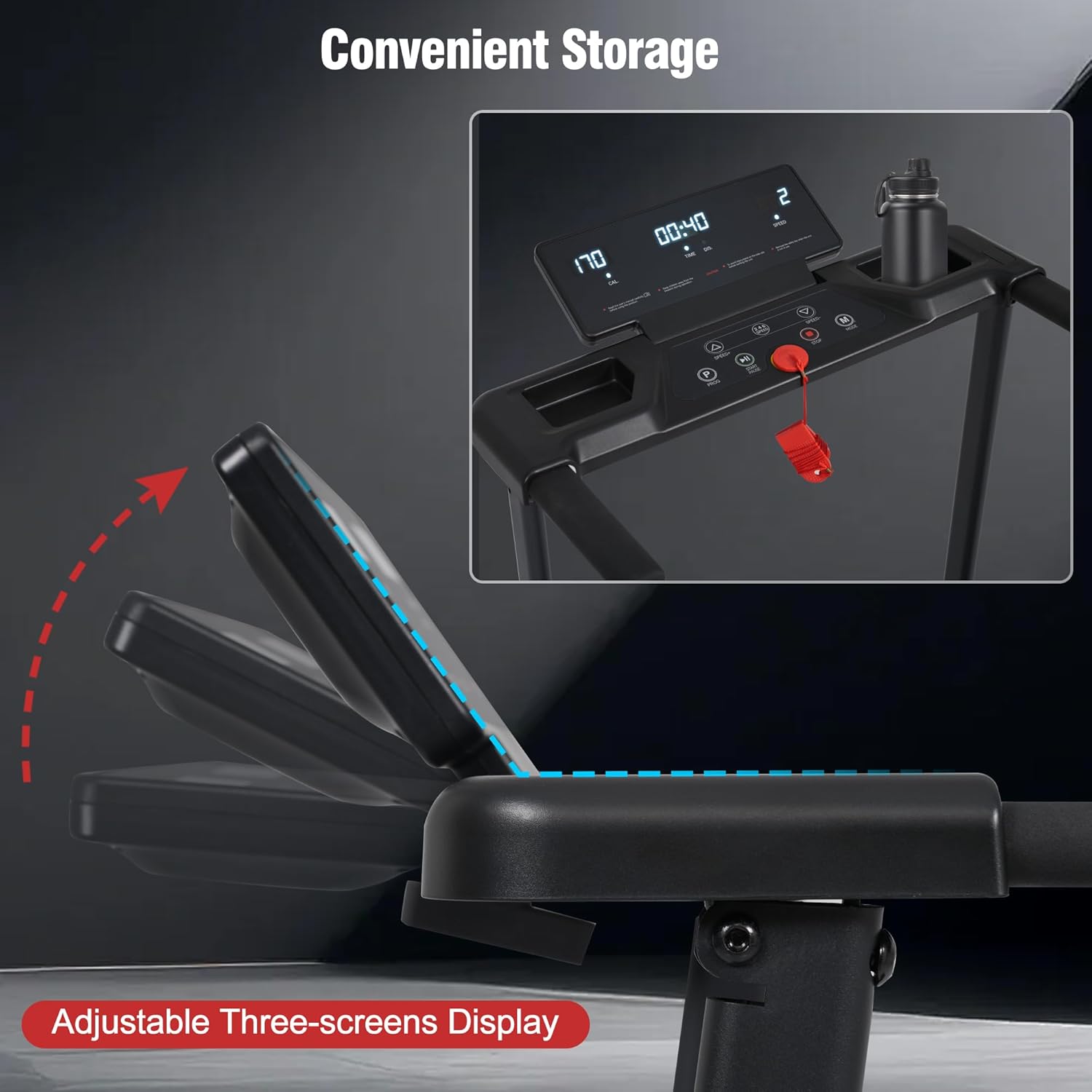 Merax Treadmill with Incline: 3.0HP Quiet Foldable Treadmills for Home, Portable Treadmills Walking Pad with Handle Bar, Walking Pad Treadmill for Running and Jogging with 300 LBS Capacity - Image 6