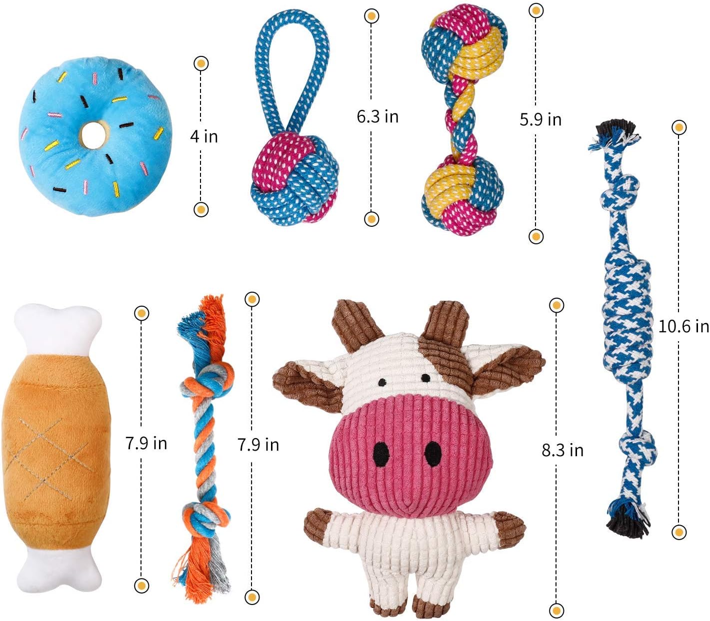 Toozey 7 Pack Small Dog Toys, Puppy Teething Toys, Durable Ropes Chew Toys, Cute Calf Squeaky Dog Toys, Non-Toxic and Safe - Image 4