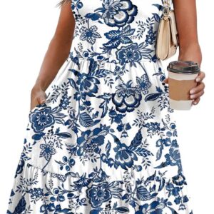WIHOLL Summer Dresses for Women 2026 Cap Sleeve Casual Sundresses Floral Tiered Swing Fashion Beach Vacation Dress