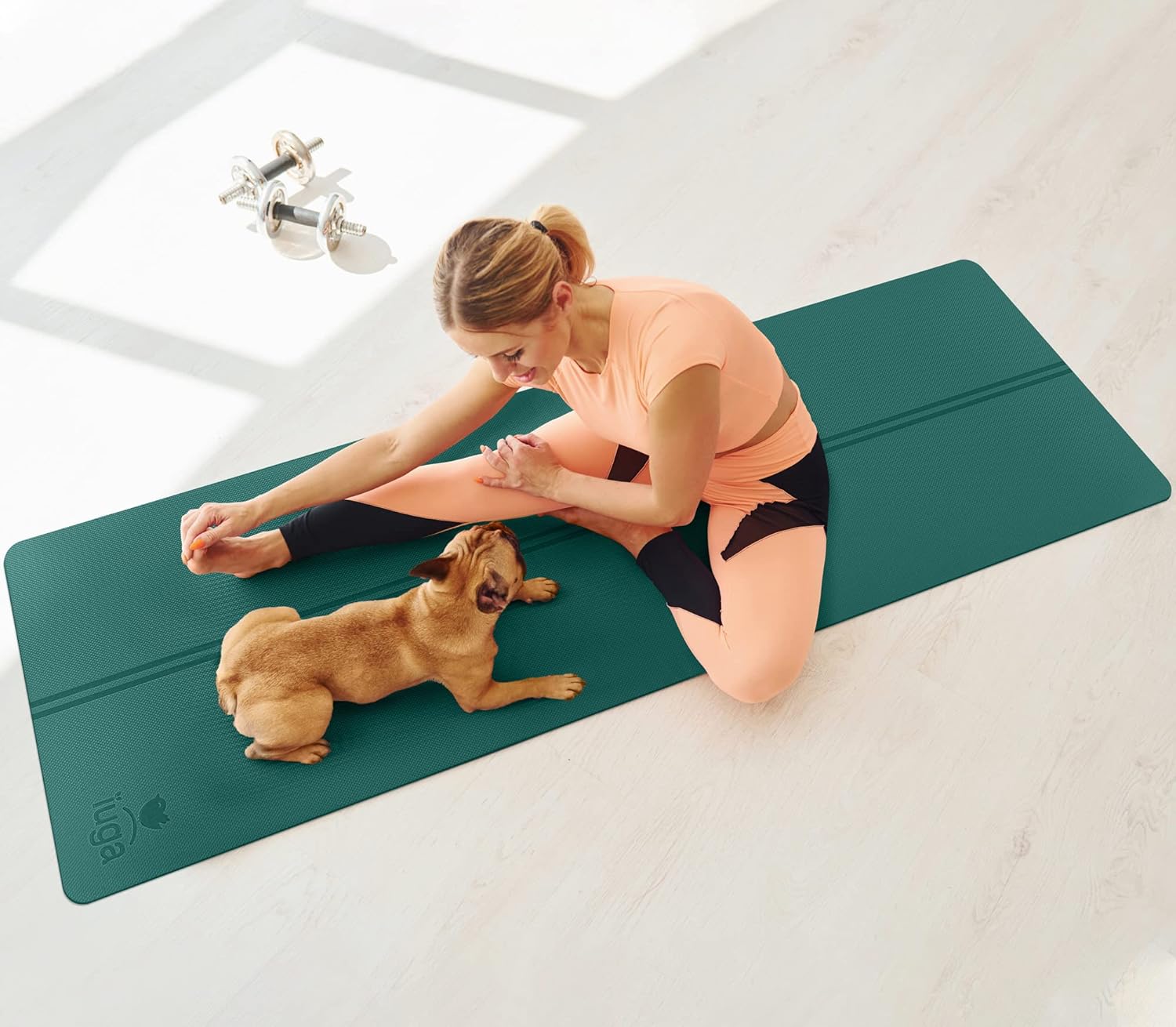 IUGA Yoga Mat Non Slip with Alignment Lines, 72" x 26" Eco Friendly Yoga Mats, 1/4 Inch Thick Yoga Mat with Free Carry Strap - Image 6