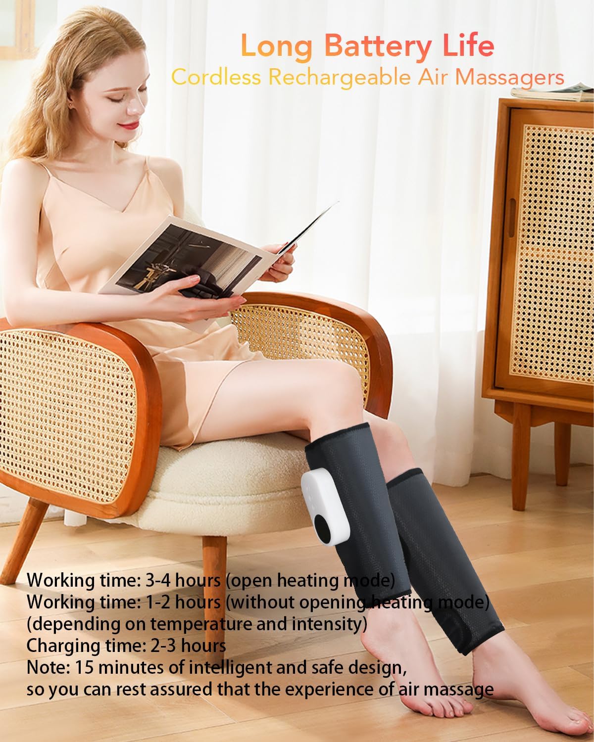 LINGTENG Leg Massager for Circulation and Pain Relief, Calf Air Compression Massager with Heat, Leg Massager with 3 Intensities, 3 Modes, Easy to use, Muscle Relaxation, Gifts (Pair) - Image 5