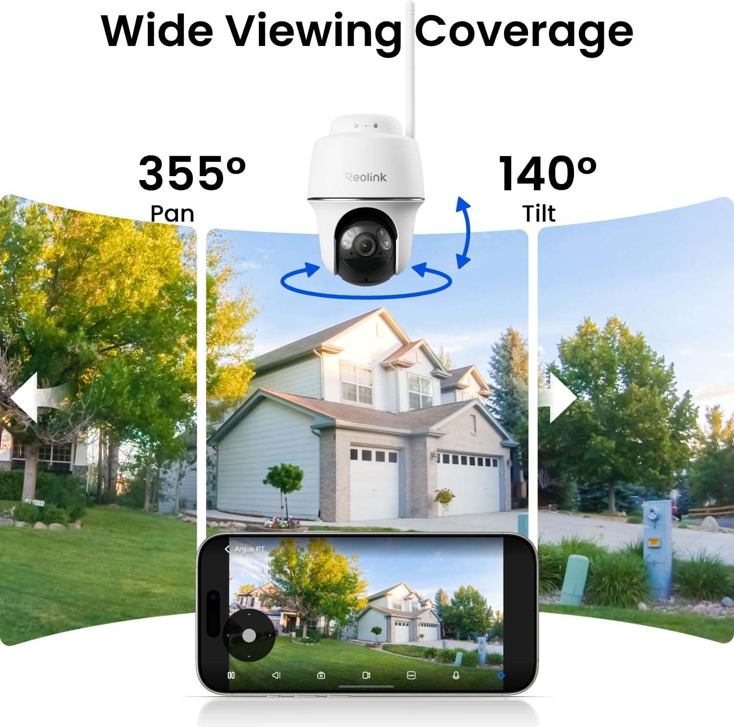 REOLINK 5MP Solar Security Cameras Wireless Outdoor, 360° Pan Tilt Auto-Tracking, Smart AI Detection, Up to 1TB Local Storage, 2.4/5GHz Dual-Band WiFi, Home Hub Mini with 4X Argus PT + Solar Panel - Image 2