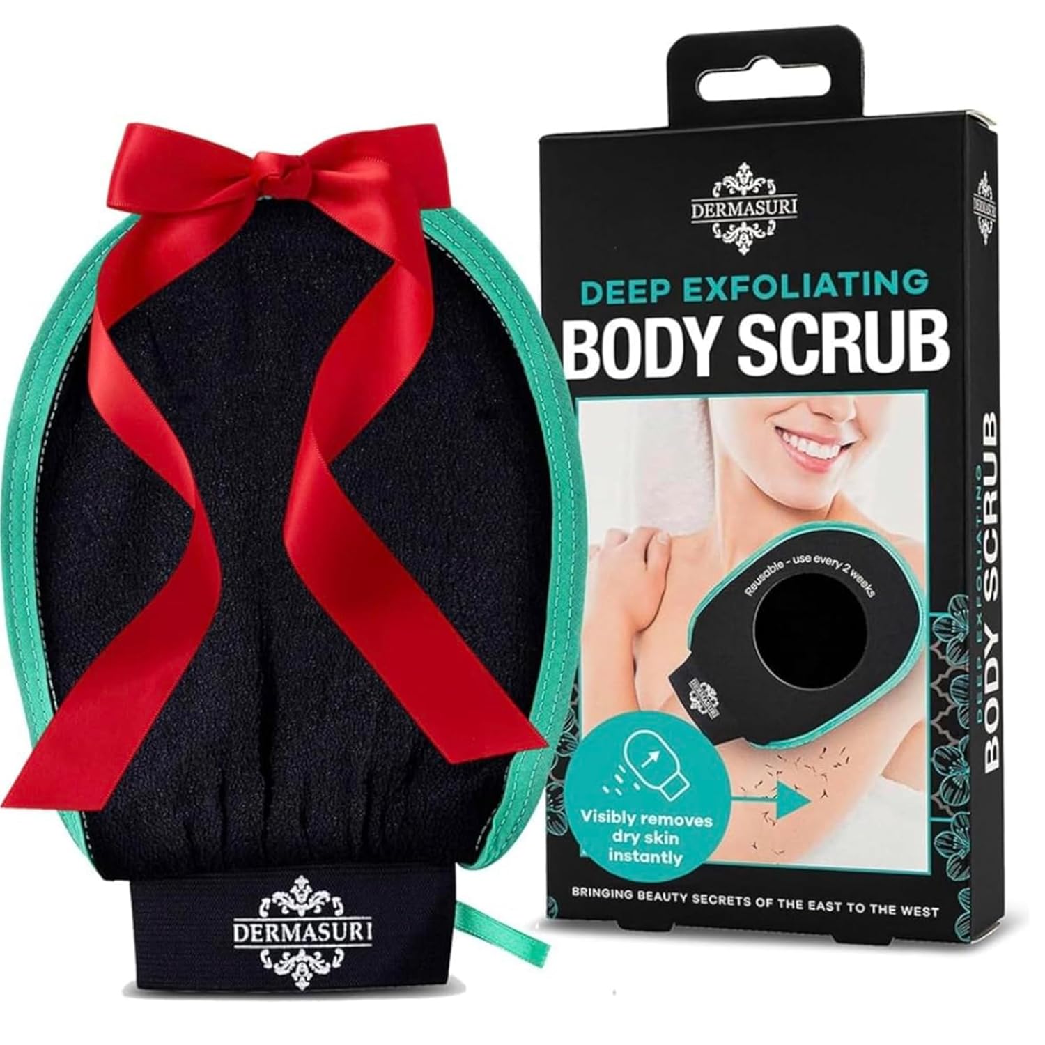 Dermasuri - Deep Exfoliating Glove - Korean Exfoliating Mitt & Body Scrubber - Keratosis Pilaris Treatment Scrub - Self Tanner Mitt & Ingrown Hair Exfoliator - Shower Gloves for Women & Men - (1 Pack) - Image 7