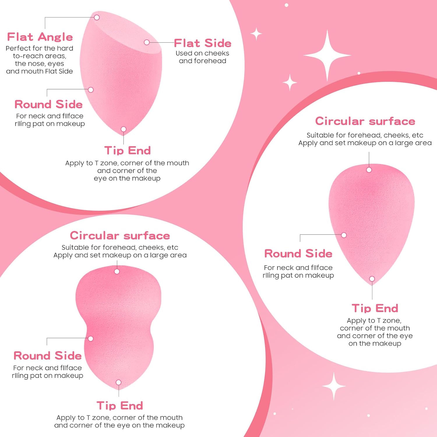 15pcs Pink Makeup Sponge Set, Non-Latex Wet & Dry Dual Use Foundation Sponge for Flawless Application, Reusable & Washable, Ultra Soft Powder Puff Blenders for Cream, Liquid & Powder Makeup - Image 3
