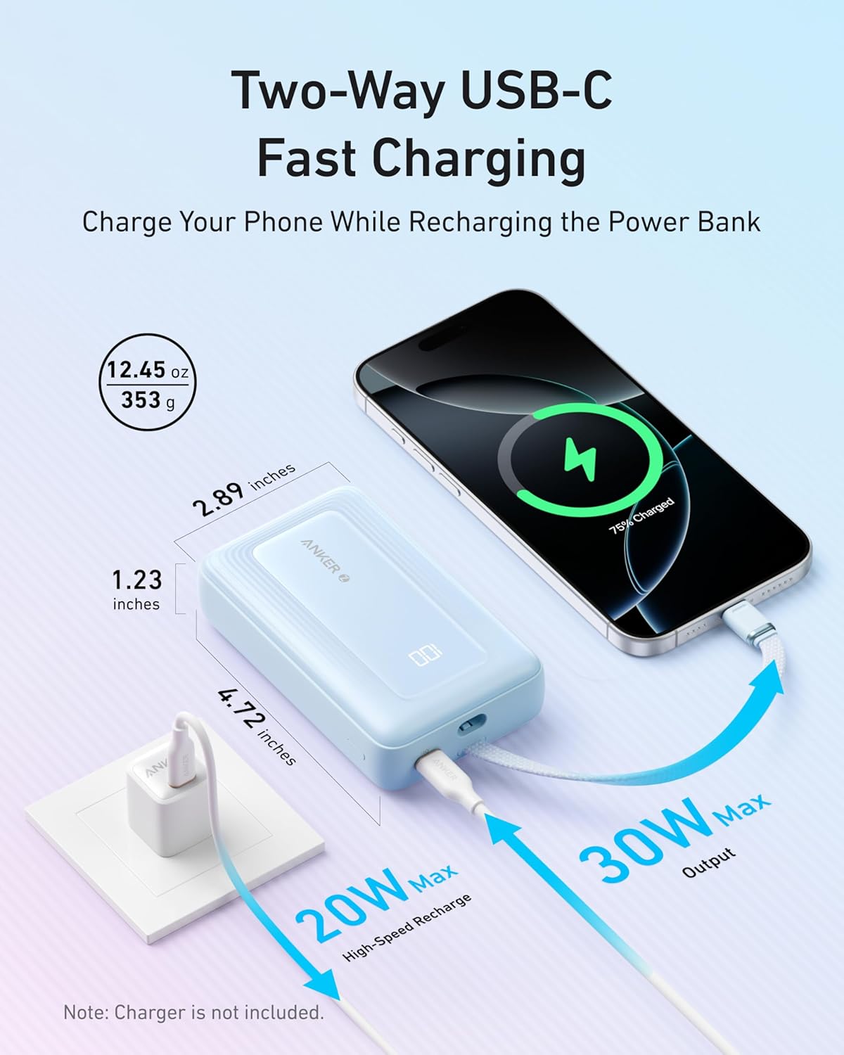 Anker Zolo Power Bank (2025 Upgraded Version), 20,000mAh 30W High-Speed Portable Charger with Built-in USB-C Cable, Battery Pack for iPhone 17/16 / 15 Series, Galaxy, and More - Image 6