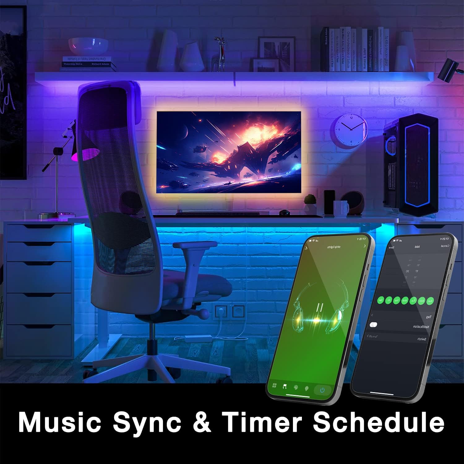 DAYBETTER Smart WiFi Led Lights 100ft, Tuya App Controlled Led Strip Lights, Work with Alexa and Google Assistant, Timer Schedule, Color Changing Led Lights for Bedroom Party Kitchen - Image 4