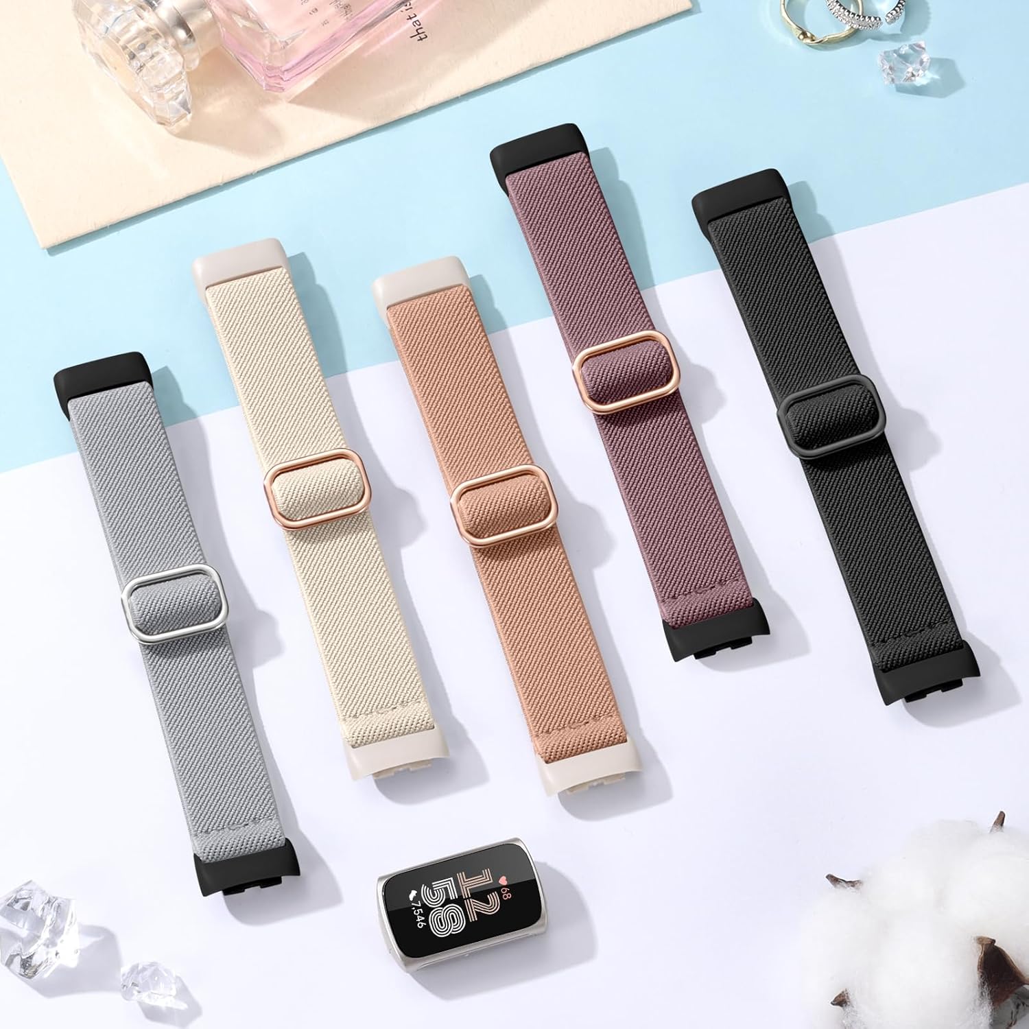 Maledan Elastic Bands Compatible with Fitbit Charge 6/Charge 5 Band Women Men, Waterproof Stretchy Nylon Bracelet Loops Strap Replacement Bands for Fitbit Charge 5/Charge 6 Fitness Tracker Accessories - Image 8