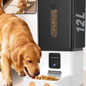 Large Breed Automatic Dog Feeder: 12L/50 Cups with HD 1080P Camera – 5G WiFi Anti-Clog Timed Dog Feeder for Golden Retriever Busy Owners by UTCG