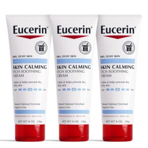 Eucerin Skin Calming Cream – Full Body Lotion for Dry, Itchy Skin, Natural Oatmeal Enriched – 8 oz. Tube (Pack of 3)