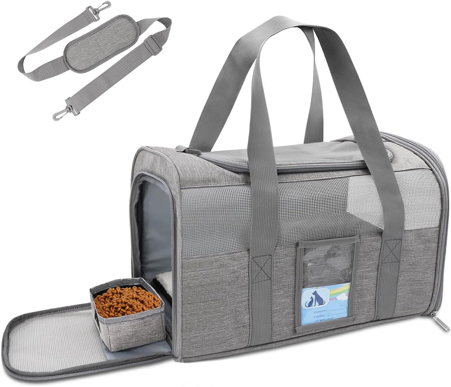 Refrze Cat Carrier for Large Cats 20 lbs, Medium Cat Under 25 lbs, Dog Carriers for Small Dogs, Soft Travel Pet Carrier for 2 Cats Small Dogs, Grey - Image 8