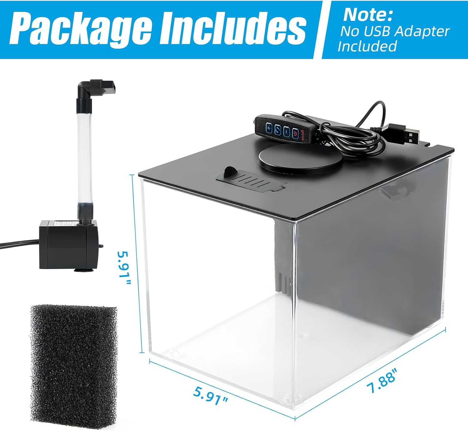 AQUANEAT Fish Tank, 1 Gallon Betta Fish Tank, Small Aquarium Kit with LED Light and Water Filter Pump - Image 5