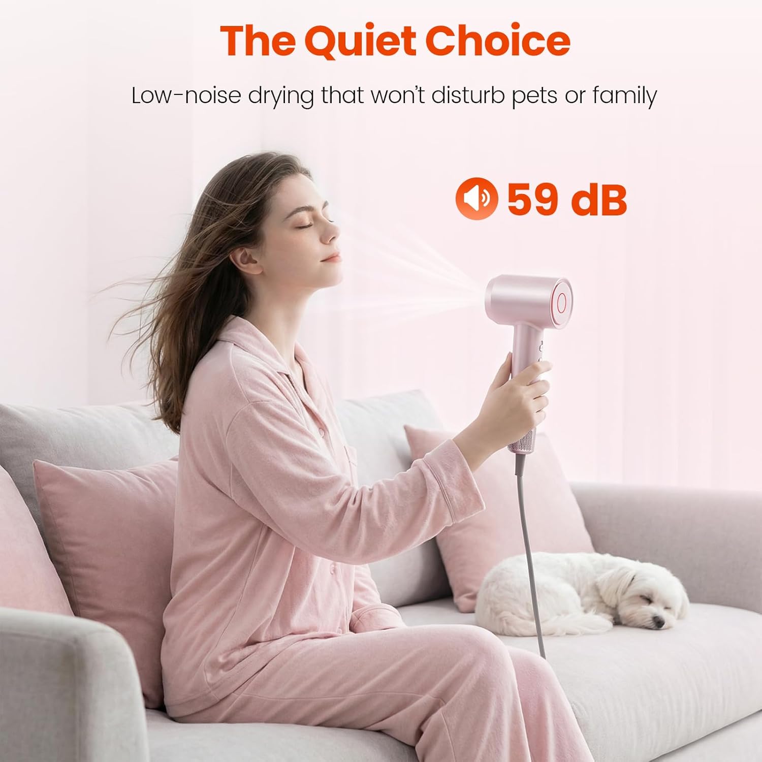 Hair Dryer, 160,000 RPM High-Speed Ionic Blow Dryer with Brushless Motor for Fast Drying, 500 Million Ions Frizz Control, Low Noise Hairdryer with Magnetic Diffuser & Nozzle for Curly Hair Home Travel - Image 7