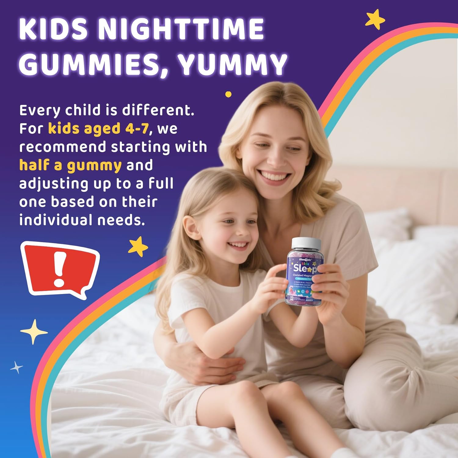 Kids Sleep Gummies, NO Melatonin Sleep Aid Gummies w/ Magnesium Glycinate, Magnesium Malate, L-Theanine, Lavender, B6, Zinc, D3K2 for Restful Sleep, Relax Brain & Muscle, Immune Support, Non-GMO 2Pack - Image 8