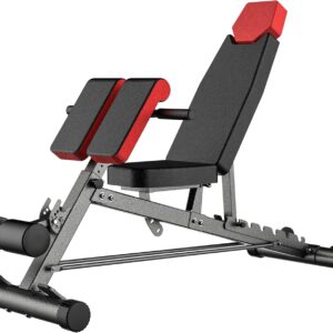 Finer Form Multi-Functional FID Weight Bench for Full All-in-One Body Workout – Hyper Back Extension, Roman Chair, Adjustable Ab Sit up Bench, Incline Decline Bench, Flat Bench